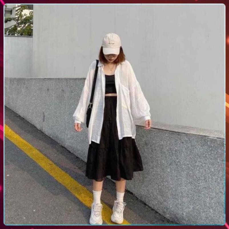 Chân Váy Nữ Voan, Chân Váy Xòe 3 tầng Vintage Trắng Đen | BigBuy360 - bigbuy360.vn