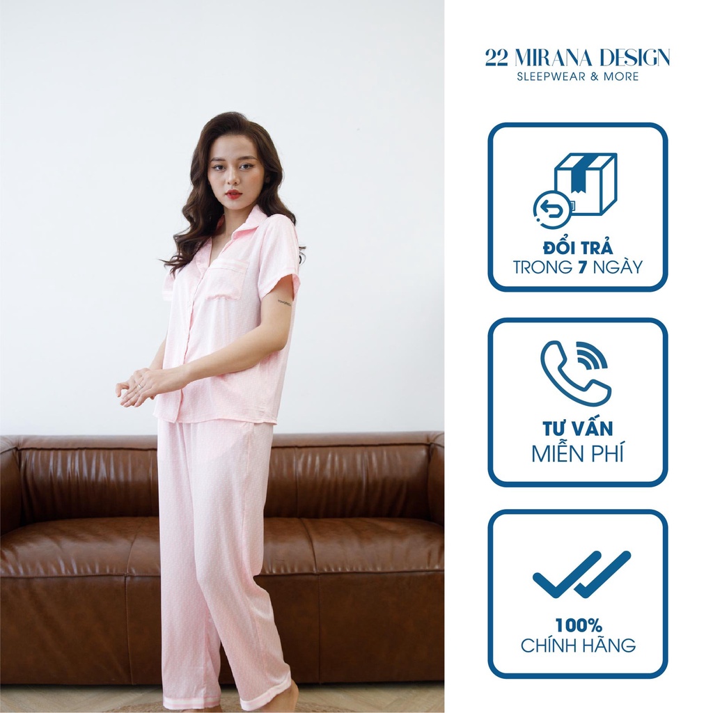 Đồ ngủ nữ, Pijama tay ngắn họa tiết 48-70kg cao cấp kiểu dáng đẹp vải Tsumugi lạnh Nhật Bản MIRANA - Roses Pyjama