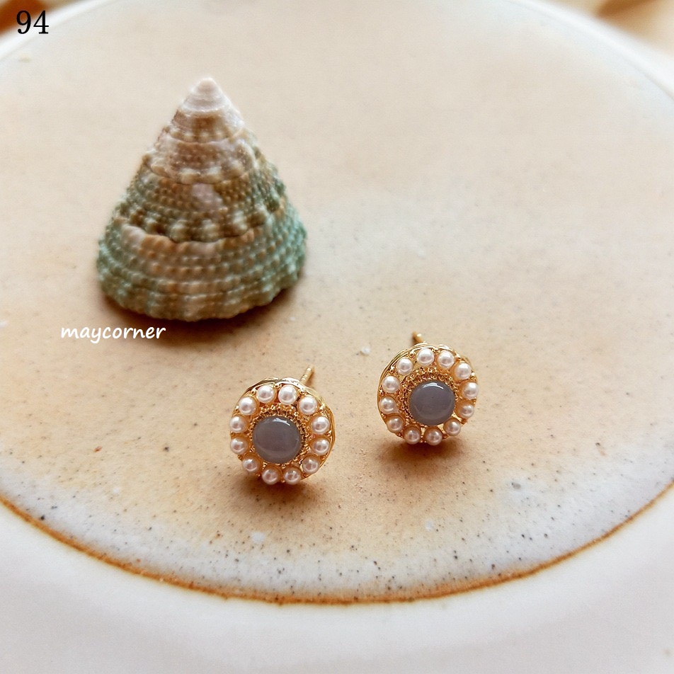 Khuyên tai cao cấp mạ bạc 925 đính ngọc