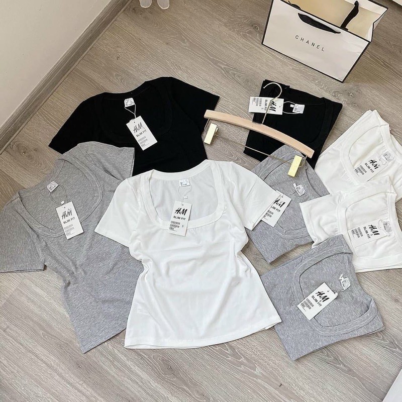 Áo thun cổ U cực hot hàng đẹp chất co giãn size S M L