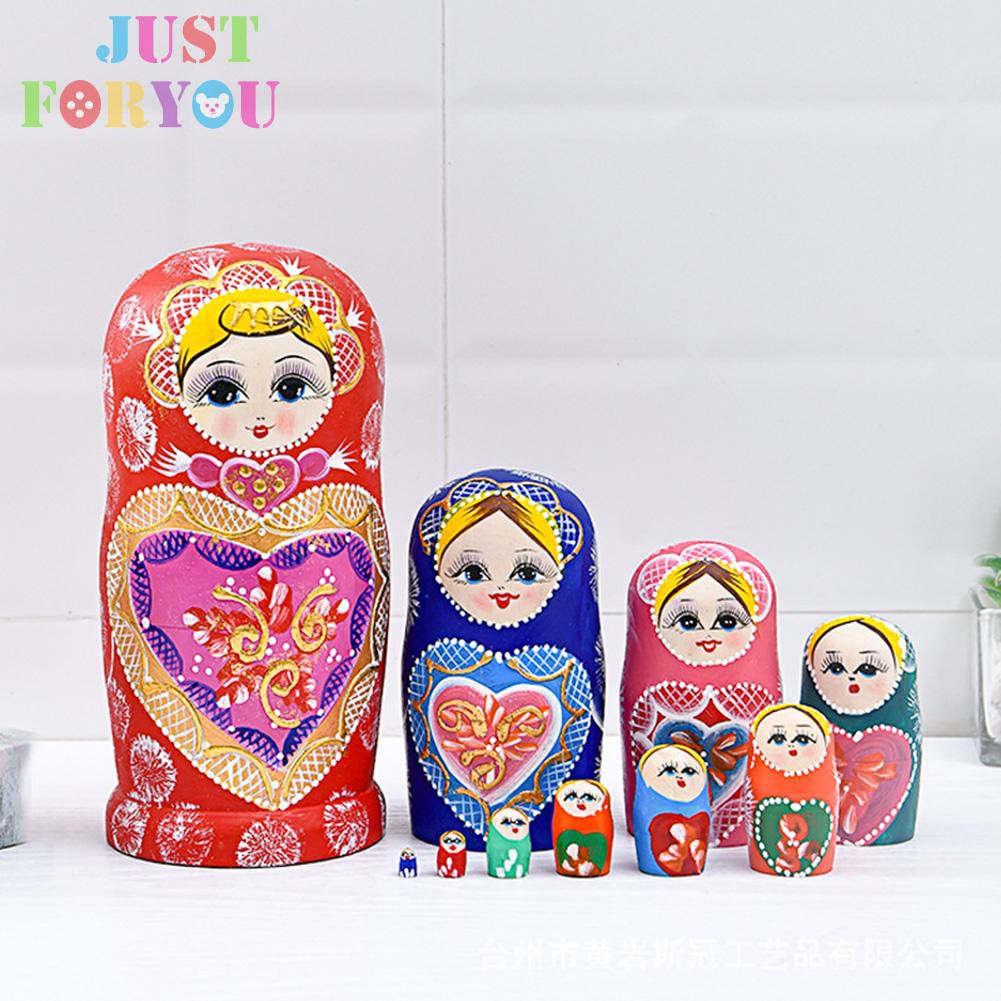 Búp Bê Nga Matryoshka Bằng Gỗ 10 Lớp Vẽ Tay