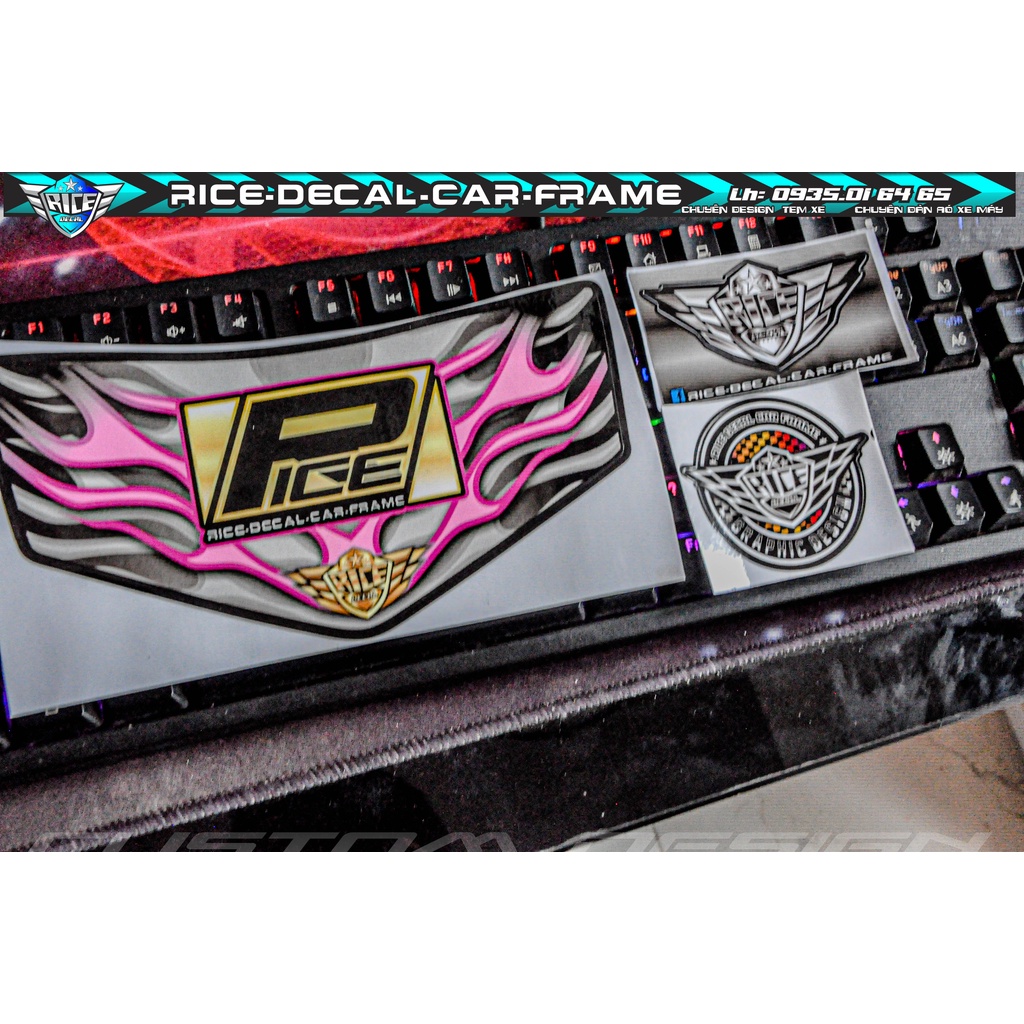 Tem Dán Hộp Đầu Sirius   Rice decal car frame Mẫu Lửa dán tất cả màu sơn