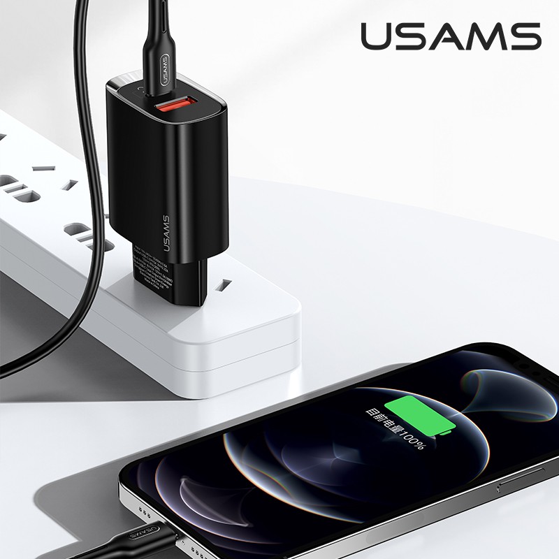 Cốc Sạc Nhanh USAMS US-CC121 T35 20w Qc3.0 + Pd3.0 Cho Iphone Oppo Samsung Huawei Vivo Xiaomi