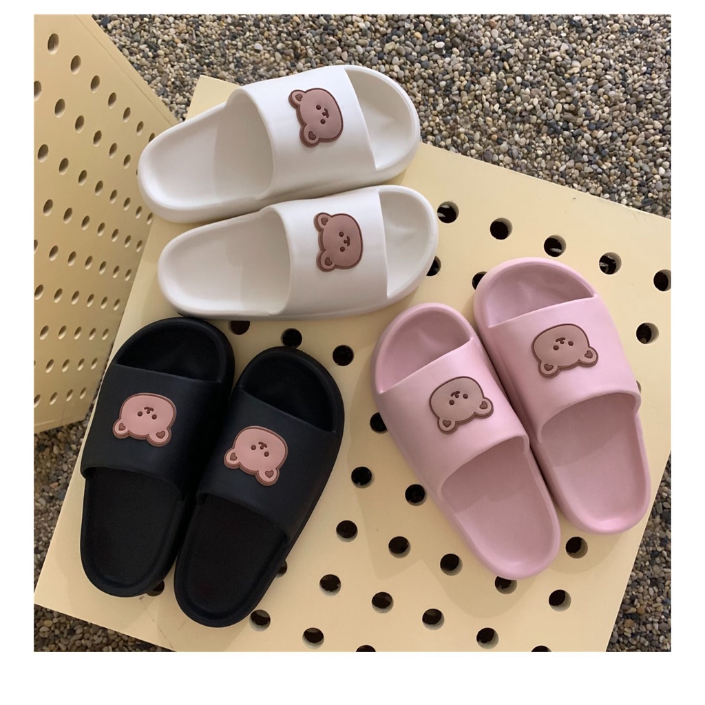 Dép lê nữ ANNA 2 quai khoá hình gấu cute nhựa dẻo đi êm chân
