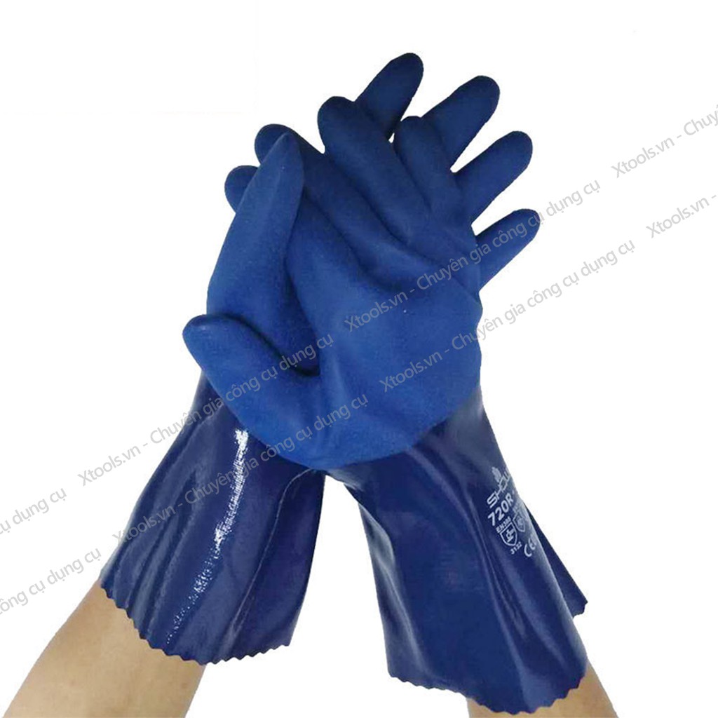 Găng tay chống hóa chất Showa 720 NBR chống dầu, axit, hóa chất, chống mòn tuyệt vời rất bền và linh hoạt - XTOOLs