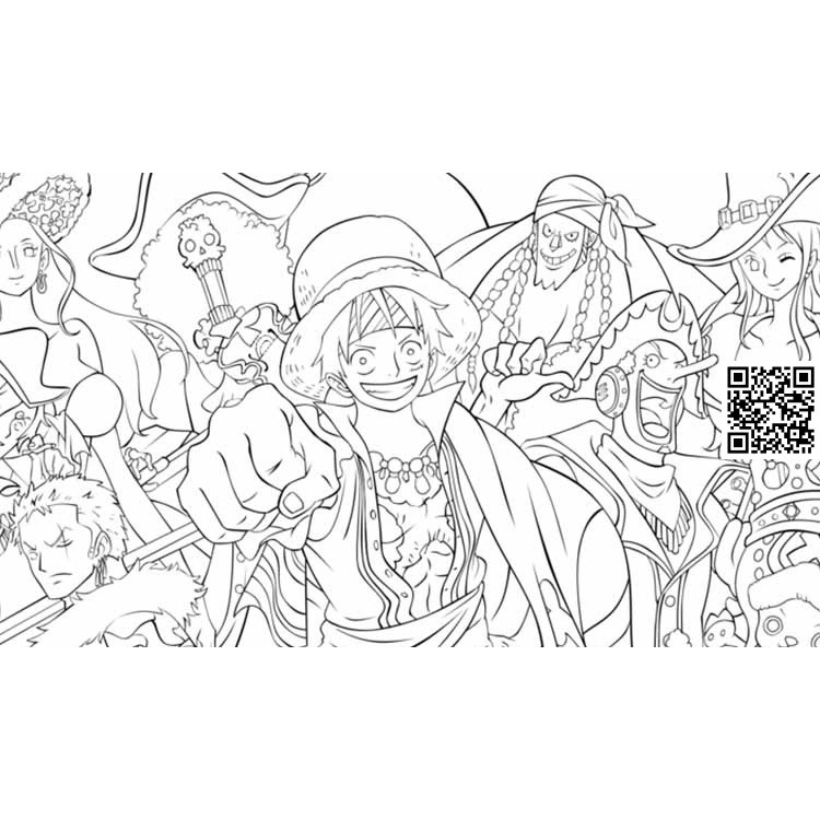 1874 Tranh Anime OnePiece tô màu hoạt hình luffy mũ rơm khổ giấy A4 7-1