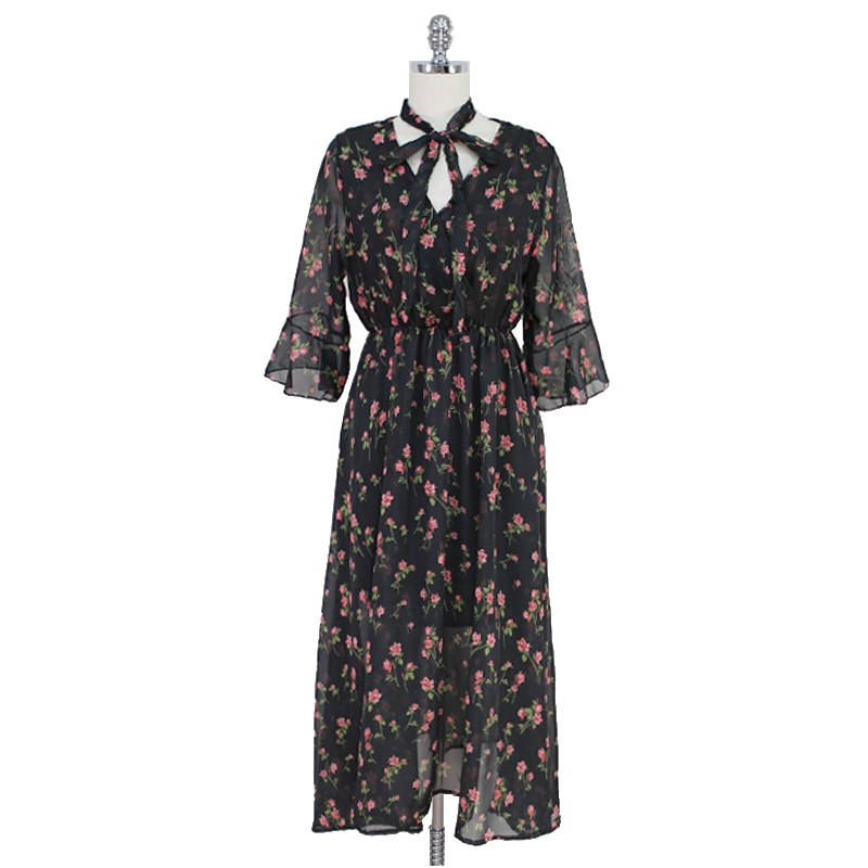 Đầm Voan Hoa Cổ Chữ V Xinh Xắn Dành Cho Nữ 27922