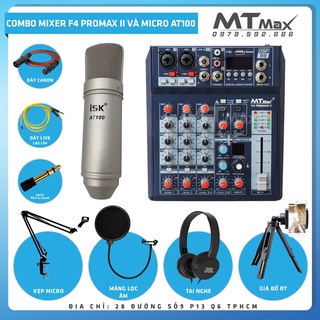 Mua Combo thu âm karaoke livestream đỉnh cao siêu phẩm 2022 Mixer F4 Pro Max II và Micro AT100  tặng full phụ kiện bh 12 th