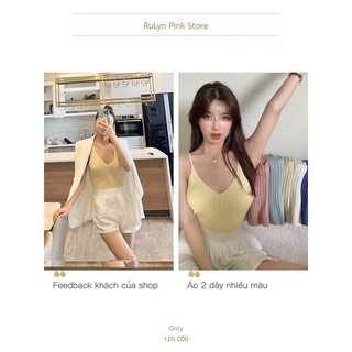 Áo hai dây len gân vừa Nhiều màu nữ