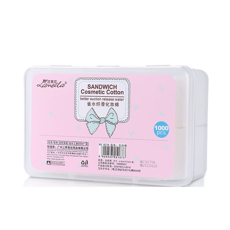 Bông tẩy trang cao cấp Laneila miếng có vỏ hộp xinh xắn - Hộp bông tẩy trang, toner lau mặt