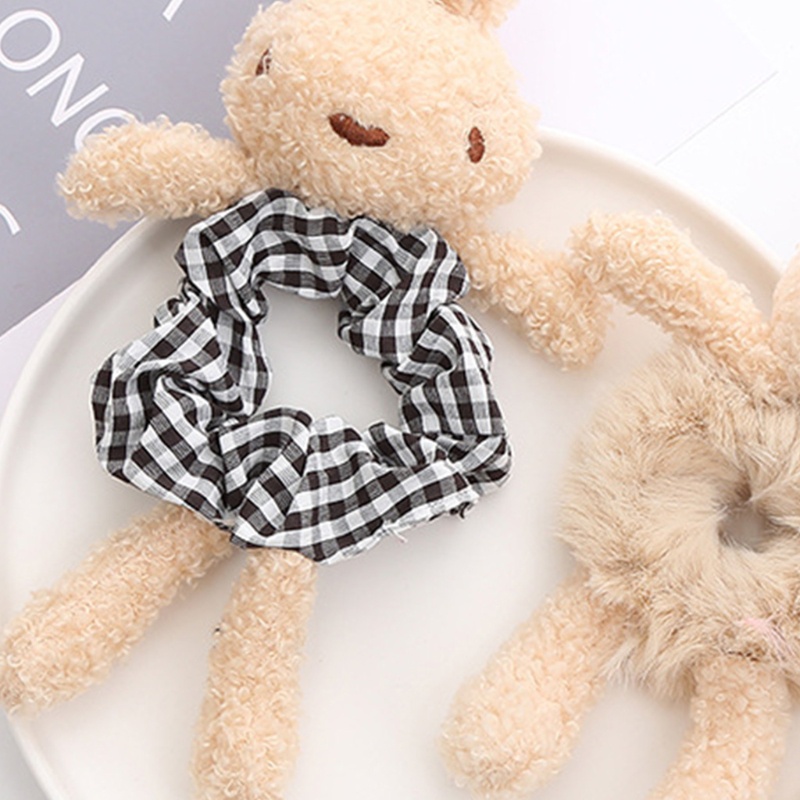 Dây Cột Tóc Lông Xù Co Giãn Hình Gấu / Thỏ Dễ Thương Giá Đỡ
