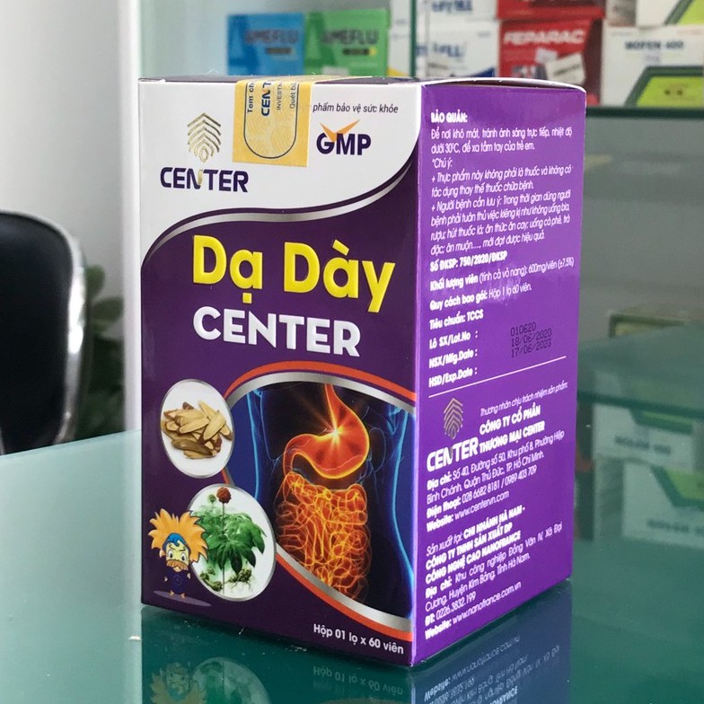DẠ DÀY CENTER – Hỗ trợ giảm đau dạ dày, tá tràng, ợ chua trào ngược (lọ 60v)