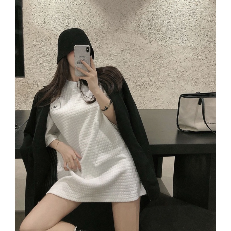 LEEVA - Áo thun nữ phối gân dáng rộng Eline A104