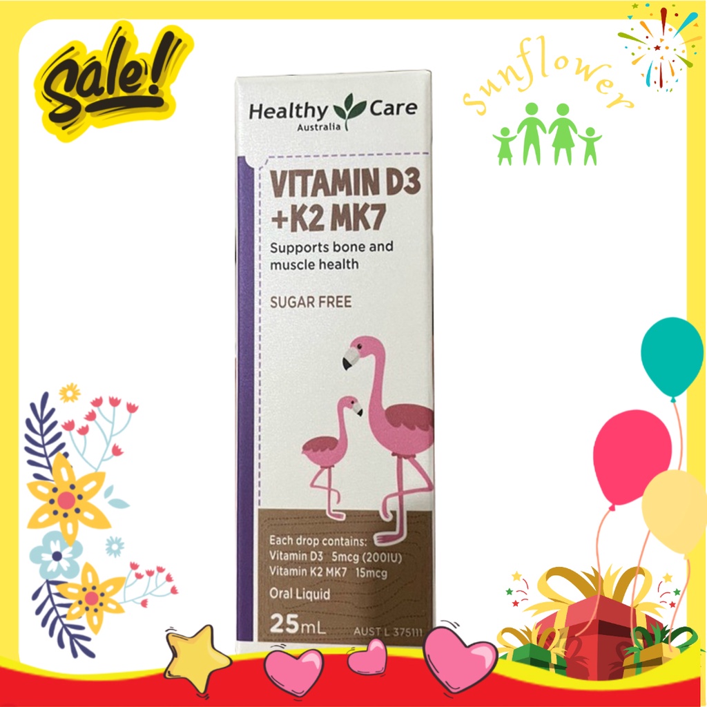 Vitamin D3 K2 MK7 25ml Healthy Care của Úc