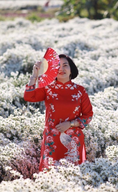 ÁO DÀI CÁCH TÂN ( Vải gấm Hà cúc)