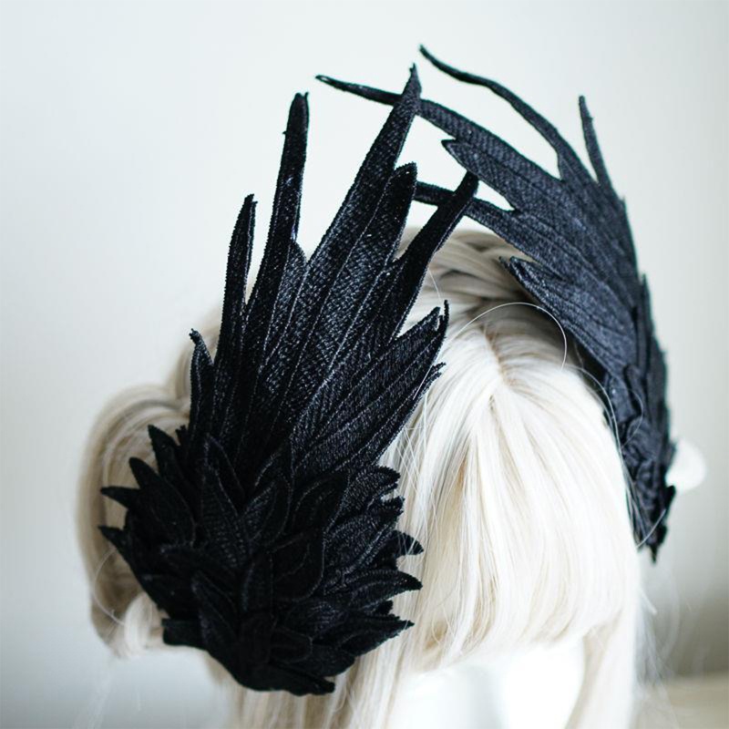 Kẹp Tóc Hình Cánh Thiên Thần Màu Trắng Đen Phong Cách Gothic Cho Nữ