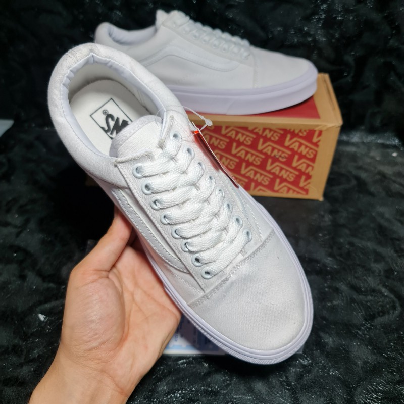 [ Ảnh Thật + Video] Giày Thể Thao Vans Old Skool Trắng || Vans Old Skool Full White | BigBuy360 - bigbuy360.vn