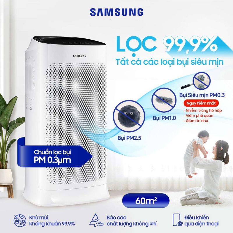 Máy lọc không khí 60m2 Samsung AX60R5080WD/SV Hàng chính hãng