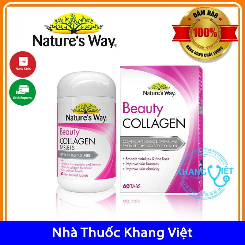 Viên uống đẹp da bổ sung collagen Nature's Way Beauty Collagen chính hang ÚC 60 viên