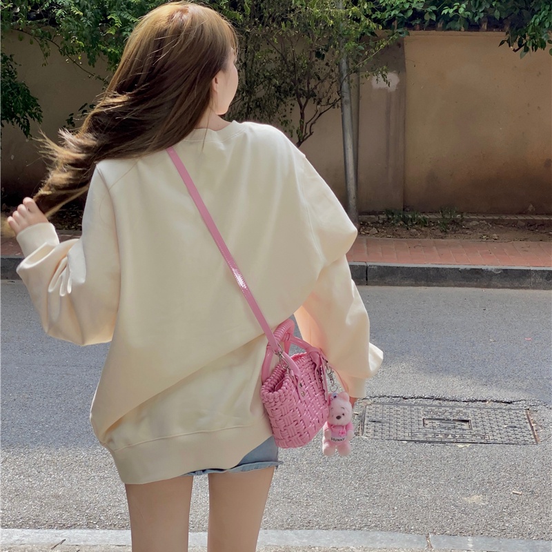 Áo sweater PERTY cổ tròn phong cách đơn giản ngọt ngào thời trang mùa thu Hàn Quốc trẻ trung cho nữ