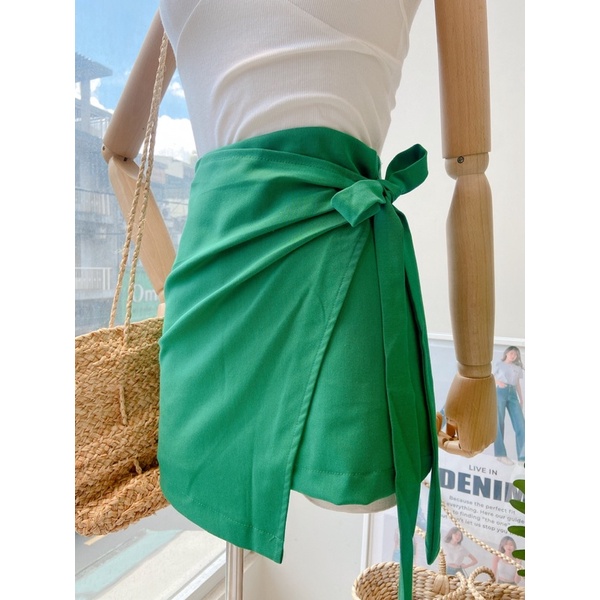 Chân váy ngắn cột vạt trước dáng chữ A ôm form phong cách retro quyến rũ MIEU - JJL15