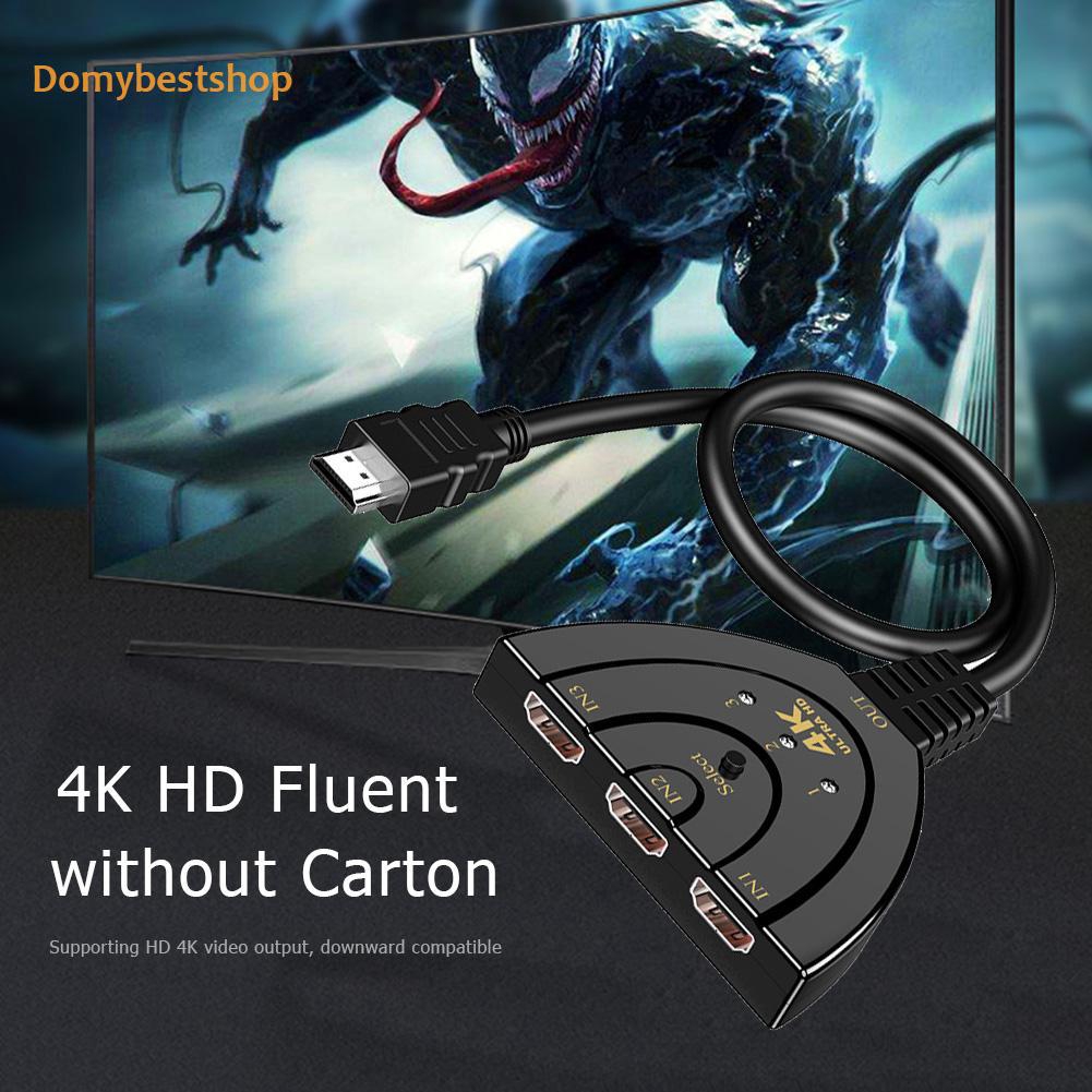 buy↬HW-4K301X 3 Port Mini Durable HDMI Splitter Creative 3 in 1 out 4K Adapter Switcher Cable