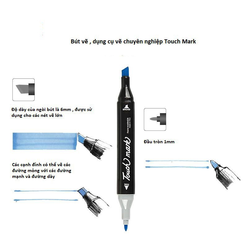 Bút vẽ, bút màu Marker Touch Mark Cool Túi Vải Bộ 30/60/80 màu ngọt ngào vẽ anime,chân dung,phong cảnh