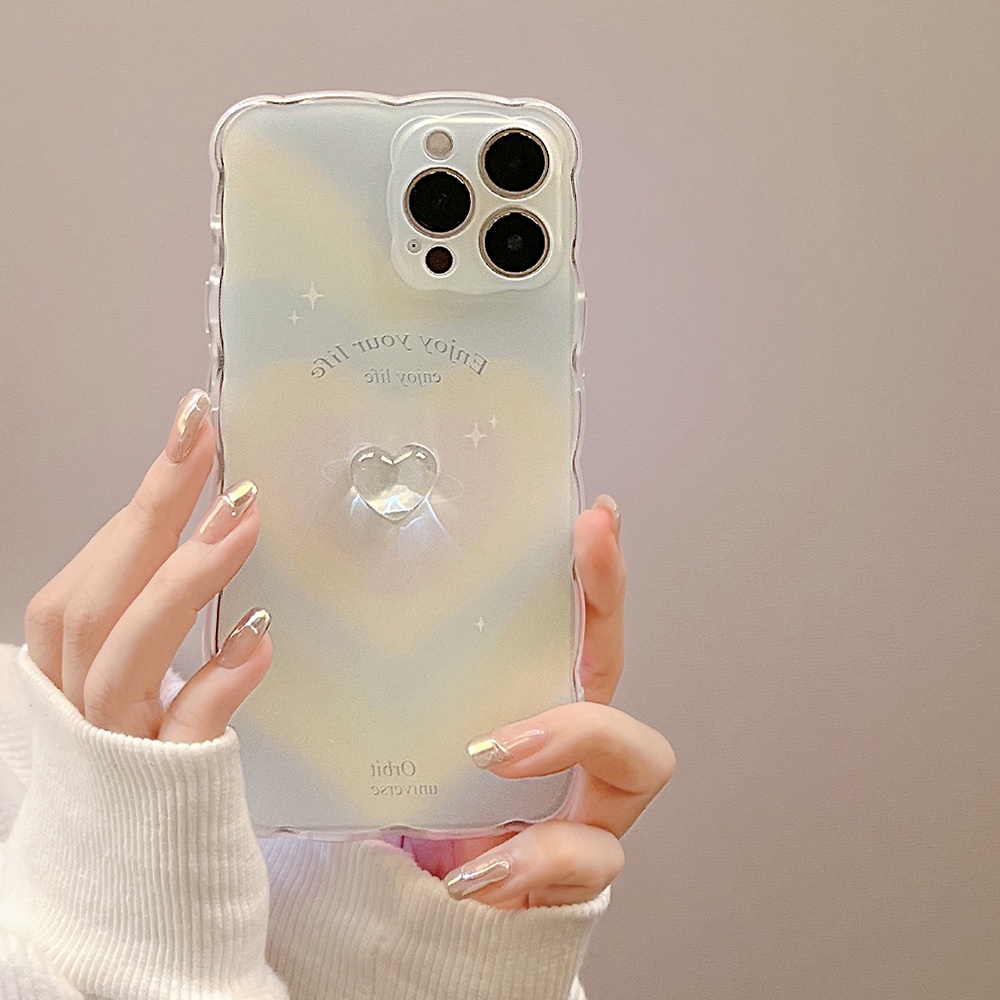 Ốp Điện Thoại TPU Mềm Trong Suốt Chống Sốc Họa Tiết Trái Tim 3D Cho iPhone 11 12 13 Pro max mini XS max xr 7 8 se2020 plus