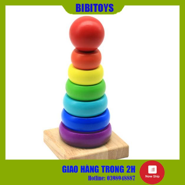 [RẺ VÔ ĐỊCH] Đồ chơi tháp cầu vòng mini bằng gỗ size nhỏ