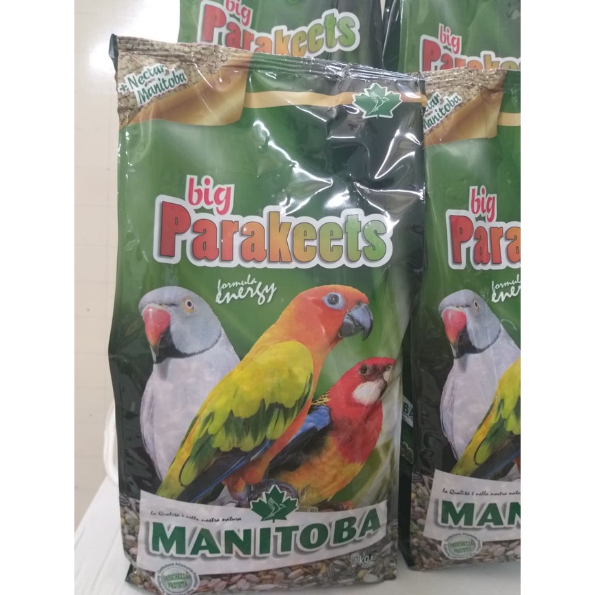 HẠT TRỘN HOÀN CHỈNH MANITOBA BIG PARAKEETS GÓI 2KG dùng cho vẹt sun, ringneck và các dòng cùng size