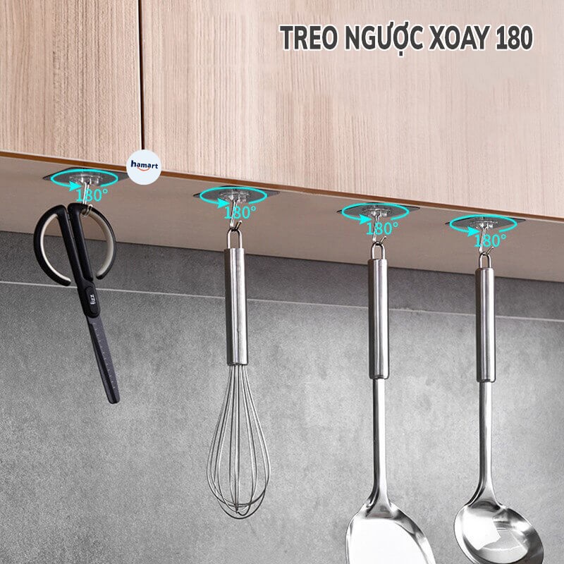 COMBO 5 Miếng Dán Tường Inox Móc Dán Tường Chịu Lực Tráng Kim Loại [DÀY &amp; CHẮC HƠN]