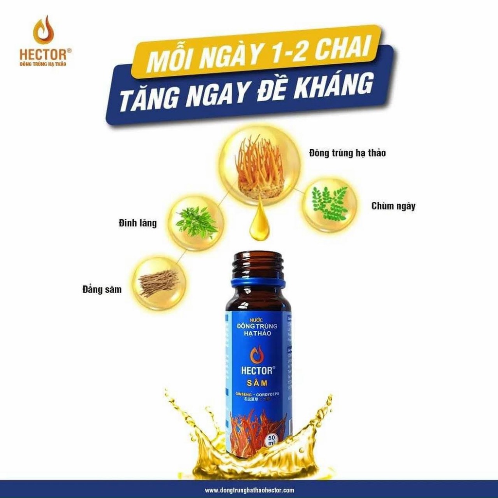 NƯỚC ĐỒNG TRÙNG HẠ THẢO HECTOR SÂM (01 HỘP 10 CHAI)