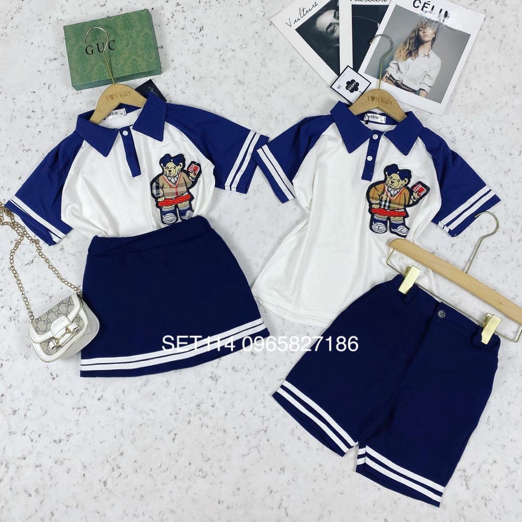 Set Po.lo Gấu B thêu cho bé trai , bé gái diện đi học,đi chơi,dạo phố cuối tuần vừa xinh vừa chất