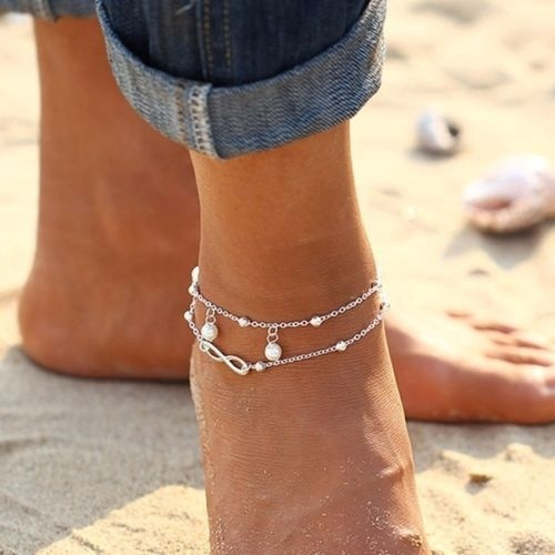 [sweet] Women retro boho Double Chain Ankle Bangle Bracelet Barefoot Sandal Beach Jewelry Gifts | BigBuy360 - bigbuy360.vn