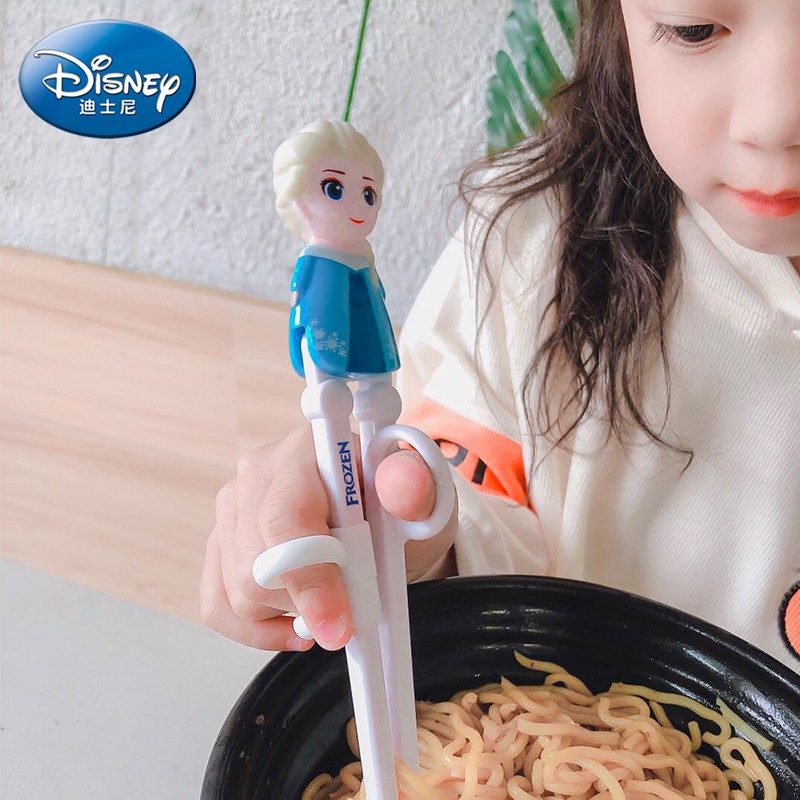 Đũa tập ăn DISNEY 3D gắn hình Spider man/Captain man/Mickey/Minnie/McQueen/Elsa/Anna/Mike/Sulley/Stitch cho trẻ em