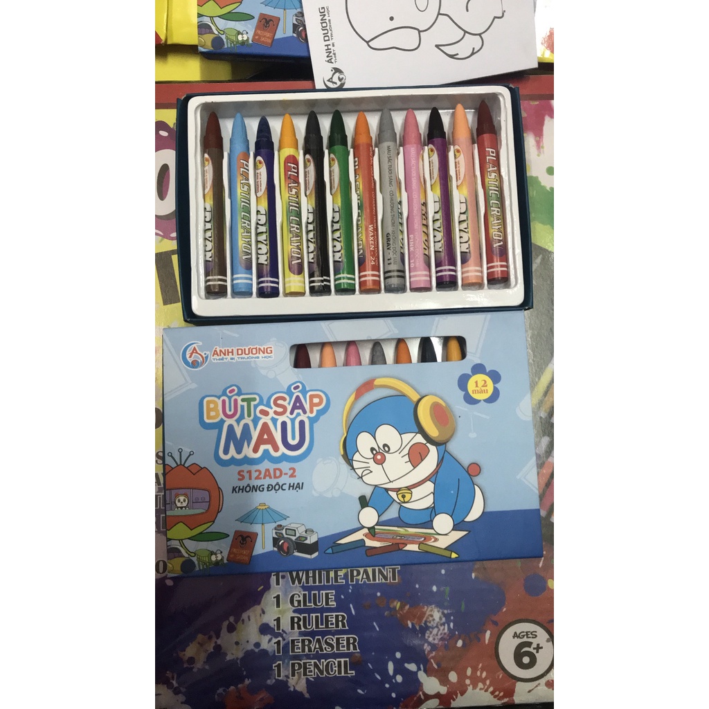 Tô màu_Hộp Màu 150 Chi Tiết ,Bô 12 sáp màu, bộ 12, 24 sấp màu hữu cơ