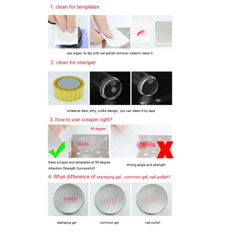 Bộ Dụng Cụ In Dấu Trang Trí Móng Tay Trong Suốt DIY