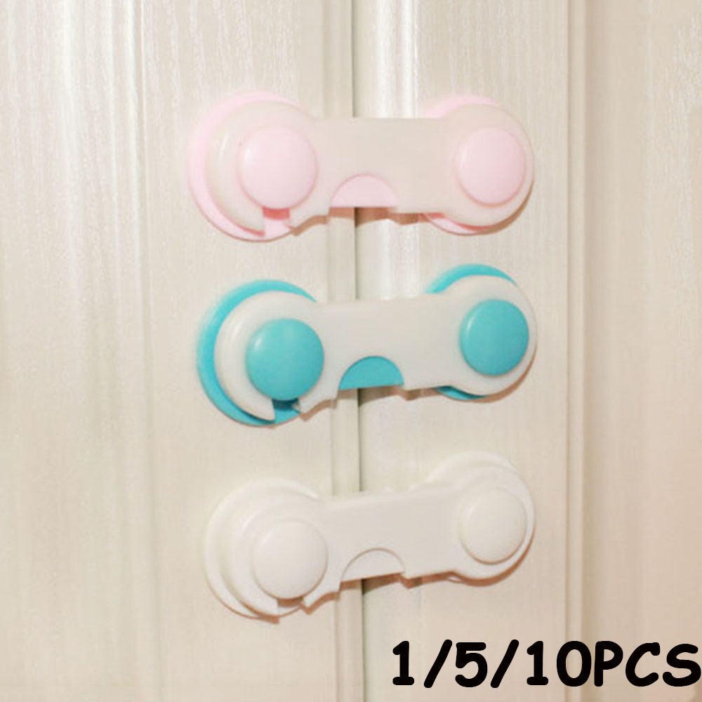 Set 1/5/10 Khóa Cửa Tủ Lạnh/Ngăn Kéo Bằng Nhựa Đa Năng Bảo Vệ An Toàn Cho Bé Nhiều Màu Sắc