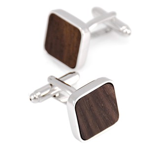 Mens Wedding Square Wooden Brass Cufflink  Gift Fathers Day Anniversary