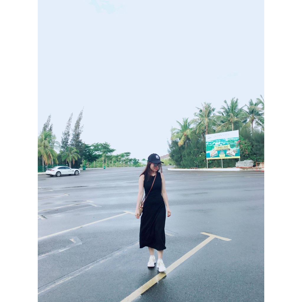 Đầm Thun Trơn Sát Nách Dáng Dài Chất Cotton Mềm Mịn Mặc Mát 2 Màu Đen Ghi | BigBuy360 - bigbuy360.vn