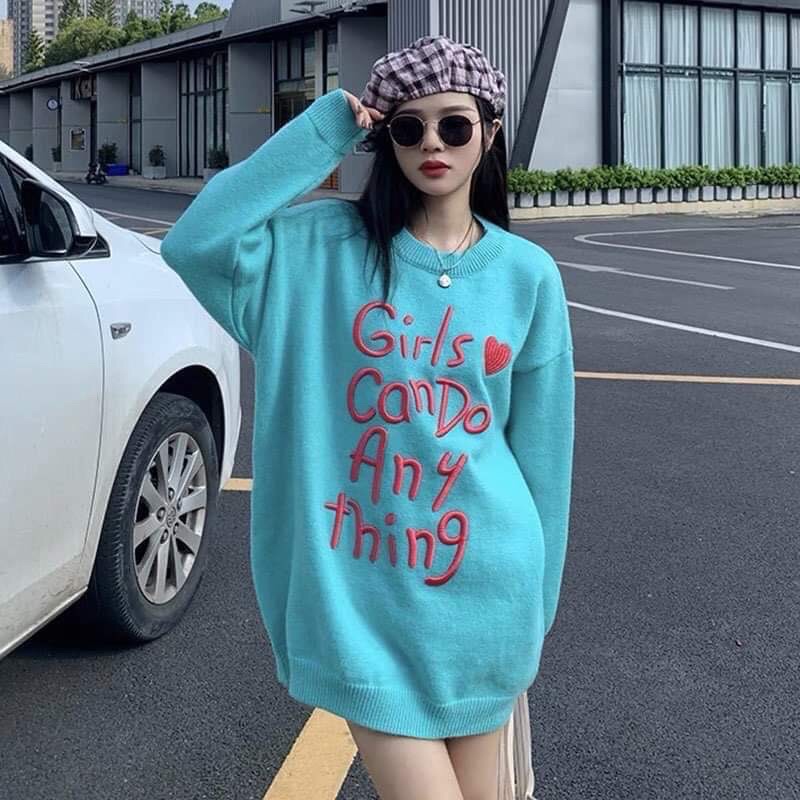 áo sweater thêu chữ