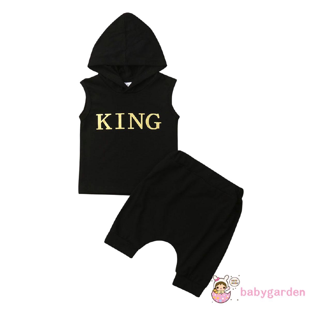 Set áo không tay nón trùm quần dài thời trang xinh xắn cá tính cho bé trai