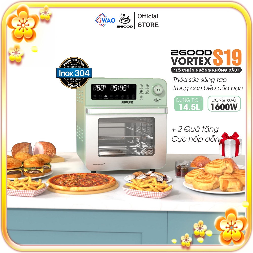 Nồi Chiên Không Dầu 2GOOD Vortex S-19 Air Fryer Oven (14.5L) Hàng Chính Hãng, Bảo Hành Điện Tử 12 Tháng