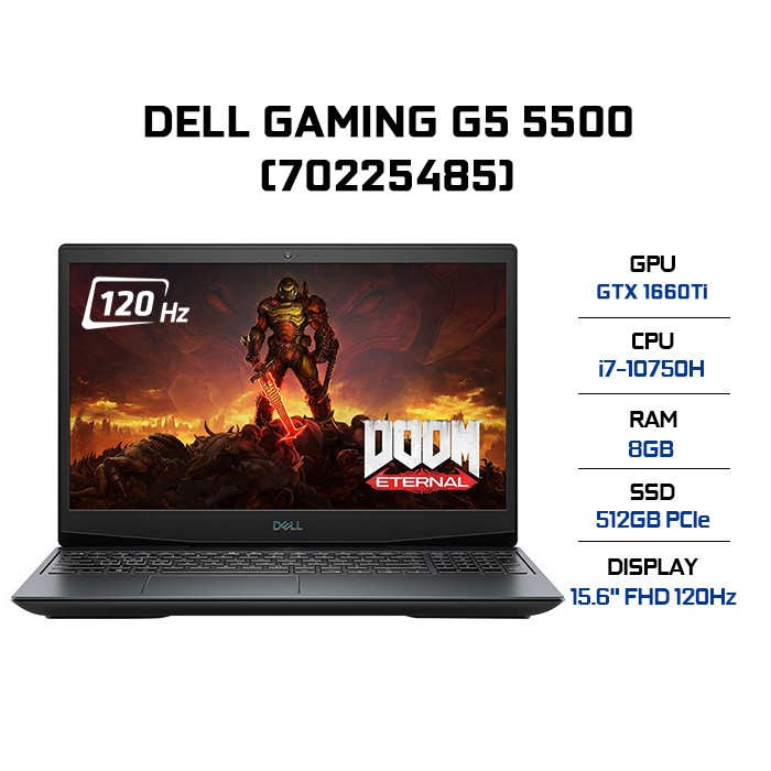 Laptop Dell Gaming G5 5500 70225485) i7-10750H | 8GB | 512GB |GTX 1660Ti 6GB | 15.6" FHD 120Hz | W10
