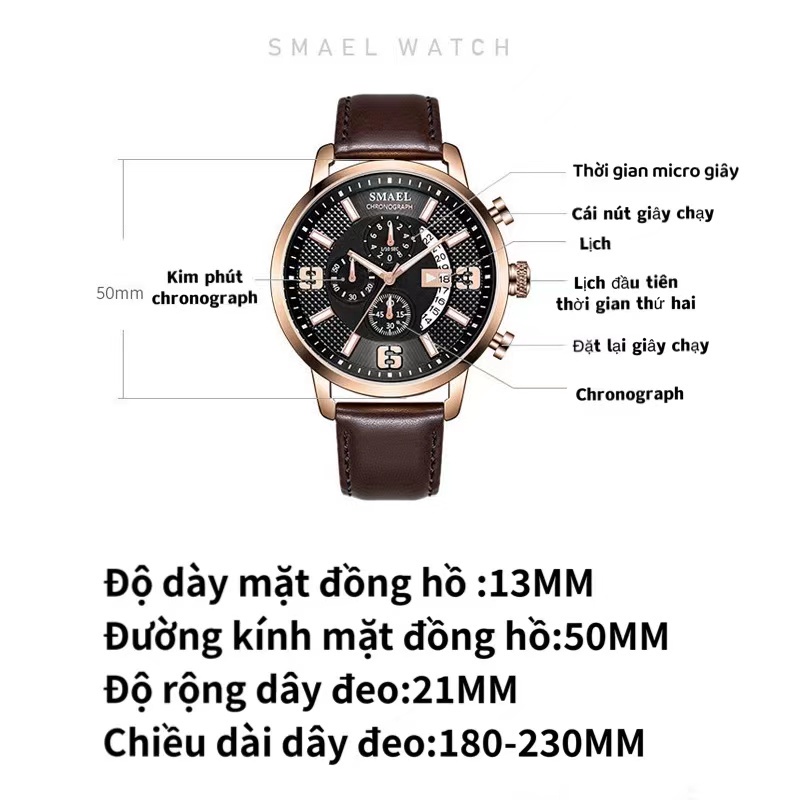 Đồng hồ nam dây da SMAEL 9078  mẫu mới đẹp | BigBuy360 - bigbuy360.vn