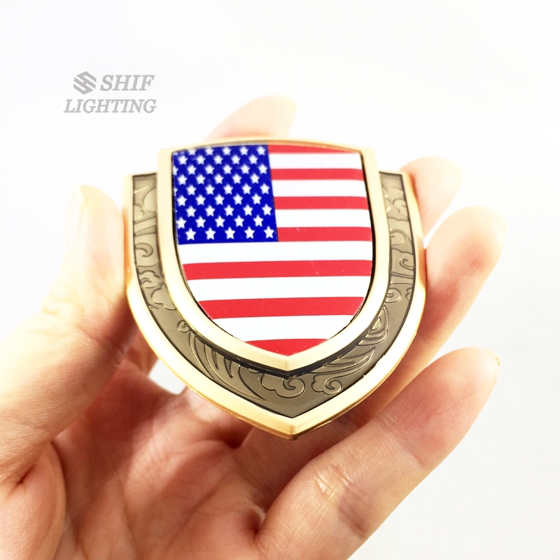 1 x Metal Gold USA America United States National Flag Logo Decorative Emblem Badge Sticker Decal USA U.S.A