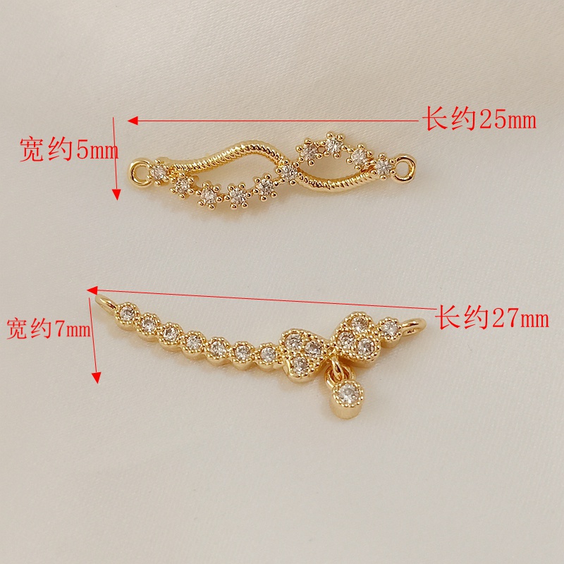 [Little Blu] Set 8 Cặp Dây Chuyền Nơ Xoắn Dài Mạ Vàng 14K Đính Đá Zircon DIY
