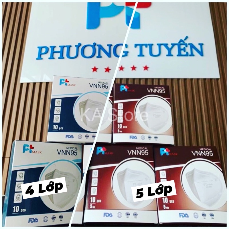 Hộp 10 Chiếc Khẩu trang N95 5 lớp kháng khuẩn Ptmask Thương Hiệu Cao Cấp