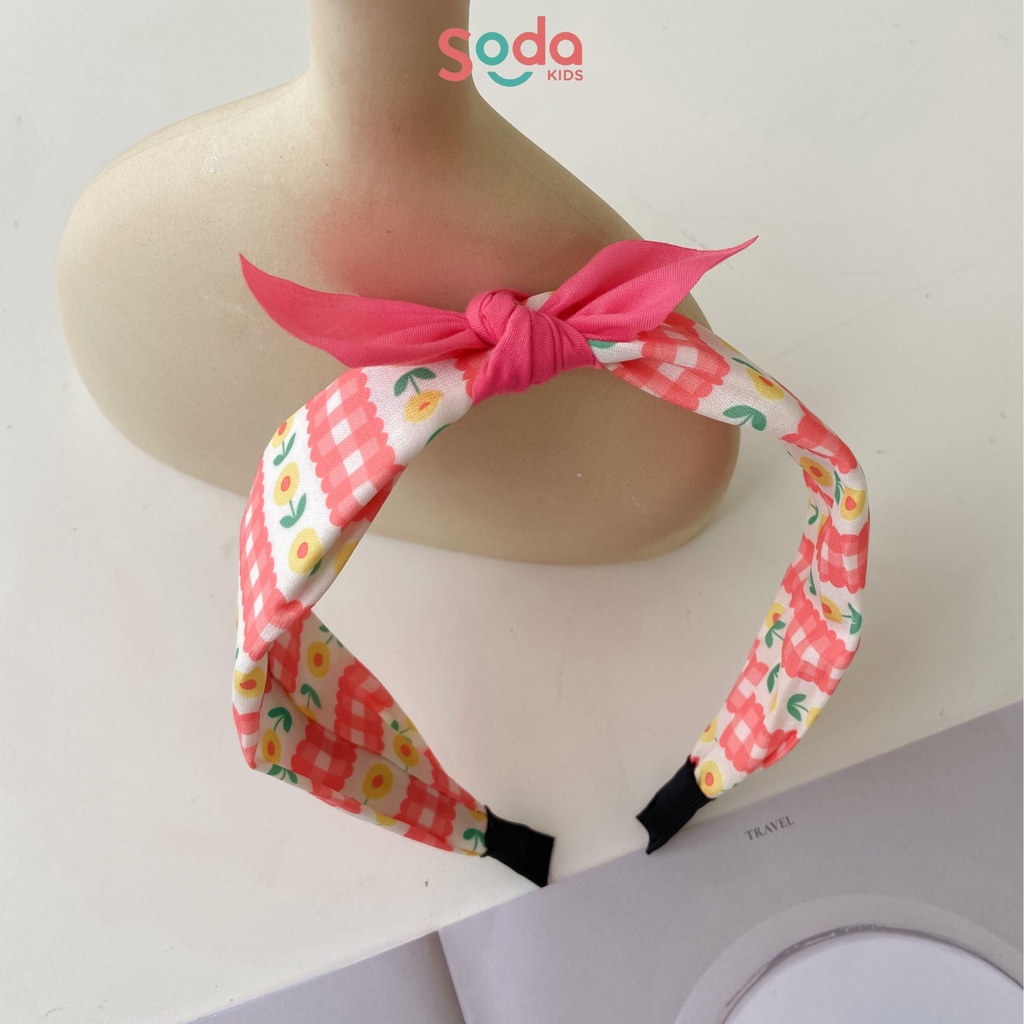 Bờm tóc bé gái SODA KIDS bản to đính nơ xinh xắn, phong cách tiểu thư Hàn Quốc