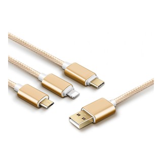Cáp sạc 3 đầu Micro USB - Lightning - USB Type C